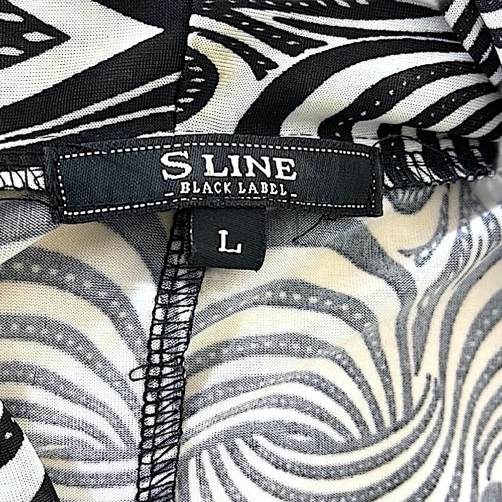 S Line Black Label Abstract Print Faux Wrap Blouse